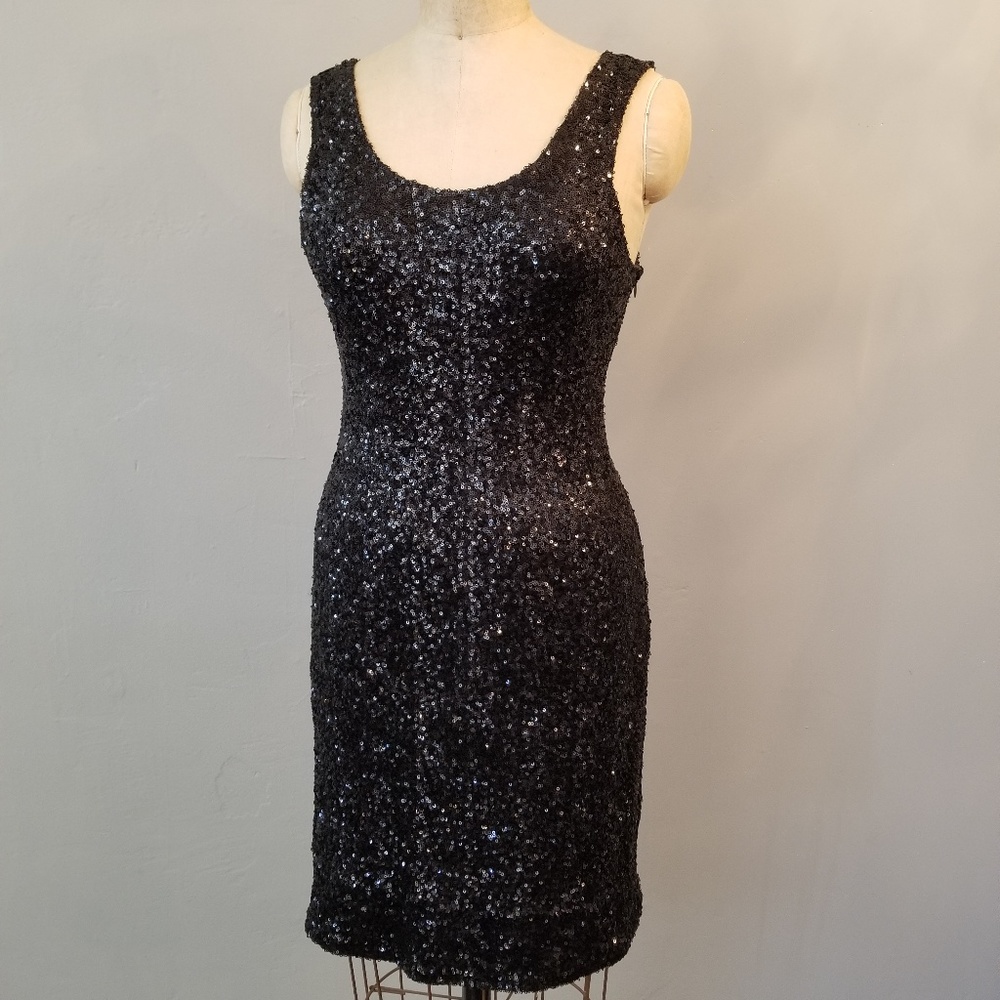 Black Sequin Sparkle Womens Small Cocktail Dress